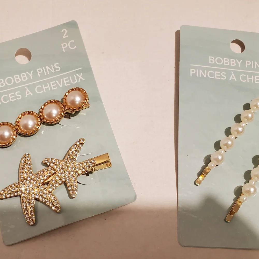 Set Of Two Pks Of Faux Jeweled Hair Bobby Pins